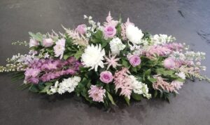 Double ended coffin Spray Pink and Blush.