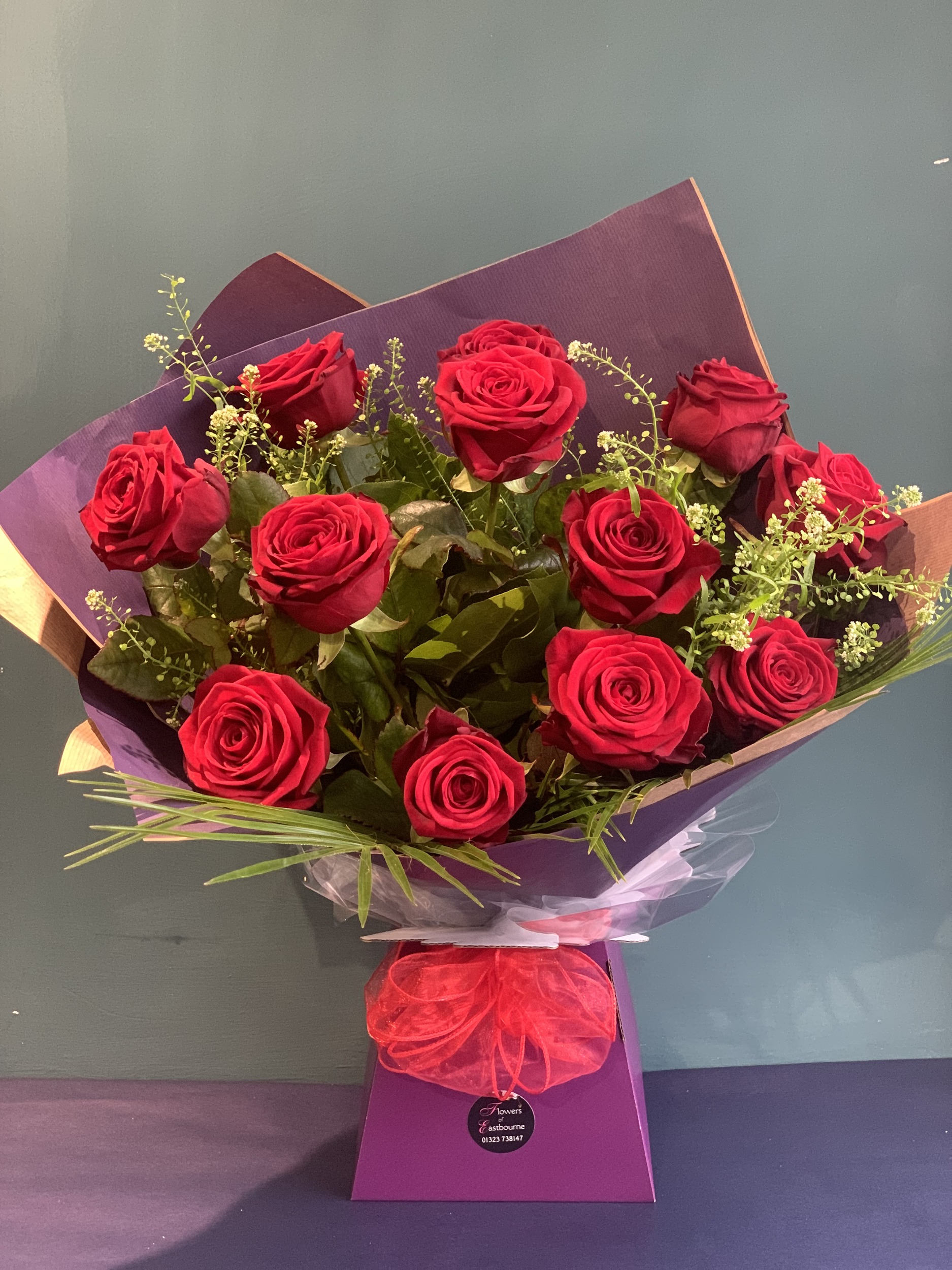 Stunning 12 Red Rose bouquet